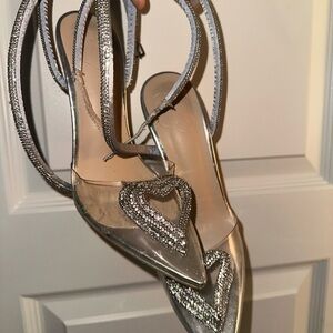 SHEIN Silver Heart Embellished Heels